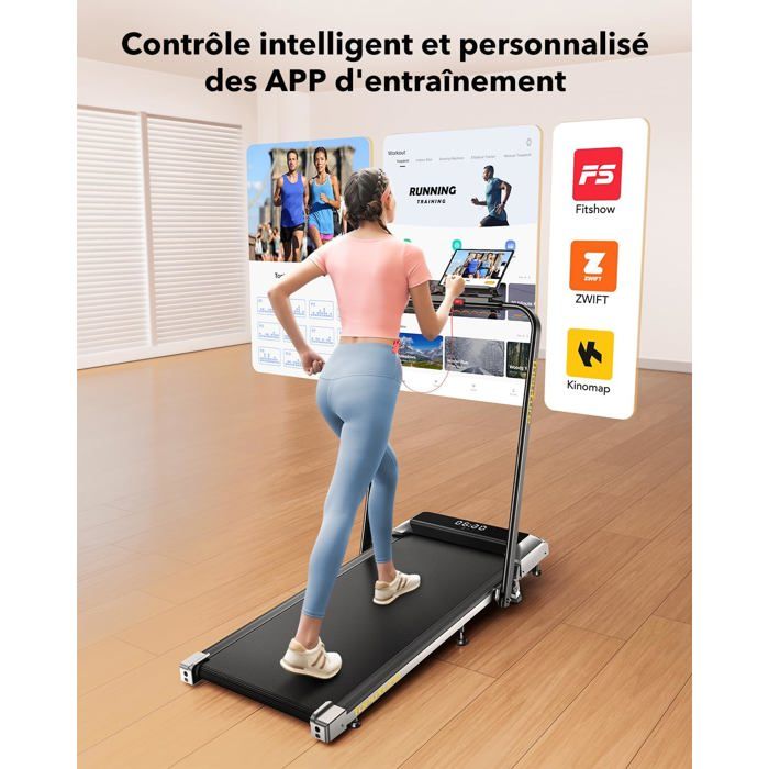 Tapis de Course Pliable - SUTEO - 2-en-1 - 12 km/h - Inclinaison