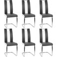 Lot de 6 chaises Mia salon noir et blanc - Chaise pour salle à manger - Dossier incurvé-0