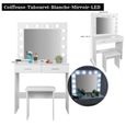 Belleshop - Coiffeuse avec tiroirs -  Table à Maquillage avec Miroir Ampoules LED 80x40x140cm - 88505-0