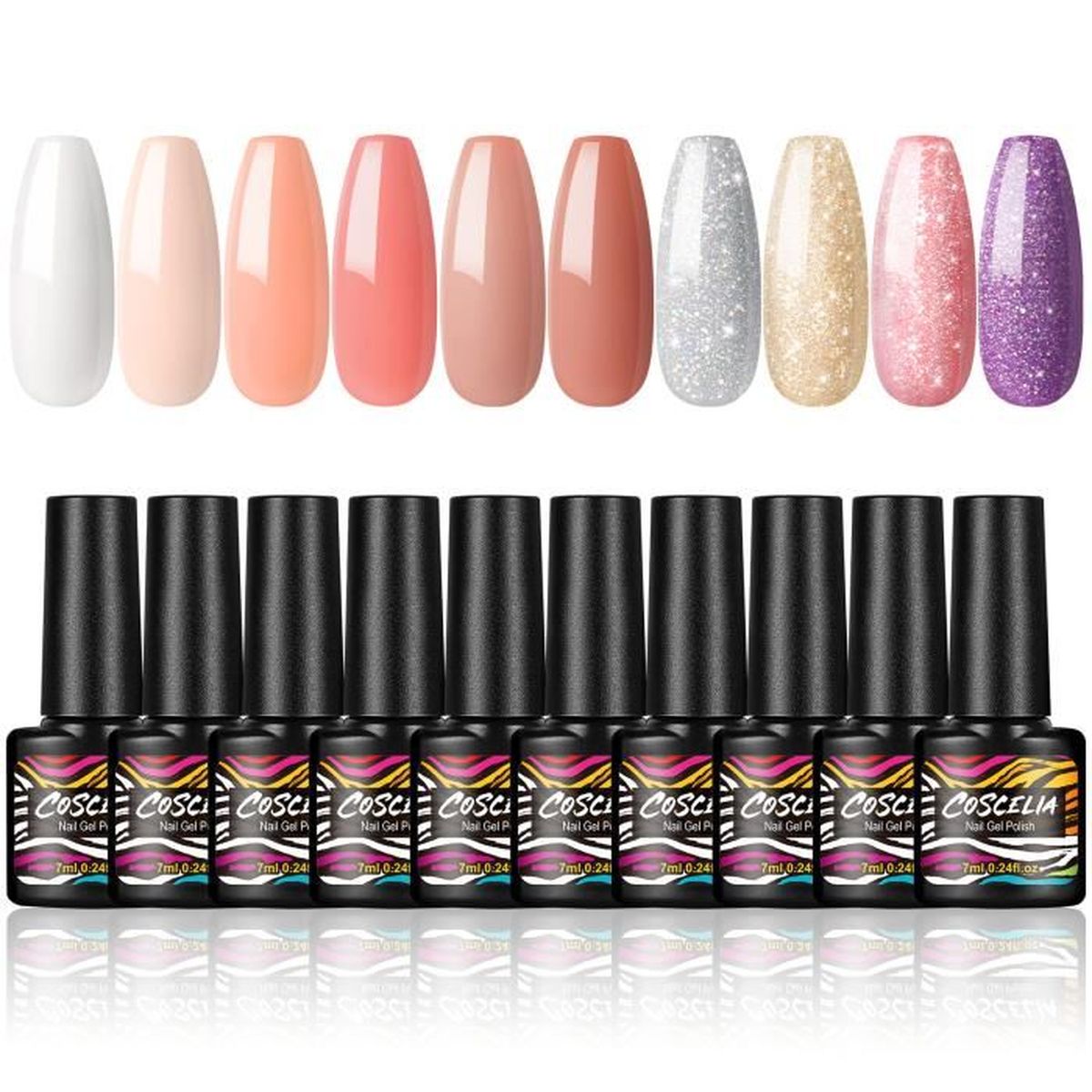 Vernis Gel Semi-permanent Modelones - Lot 6 Couleurs Pastel - 7ml Chaque - Pour Lampe UV - Neuf