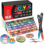 ALFOYU 168 Couleurs Feutre Acrylique, stylos acryliques à pointe pinceau pour le coloriage adulte ，Acrylic Paint Markers pour Coloriage