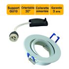 LUTECE Support spot blanc encastrable orientable aimanté + douille GU10 inclus - garantie 3 ans