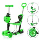 Trottinette Enfant - Yoleo - 5 en 1 - 3 Roues Led - Guidon Réglable - Vert