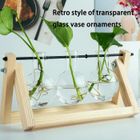 OUTAD Transparent Vase en verre Vase ampoule Avec support en bois et support rotatif en métal Pour les plantes hydroponiques
