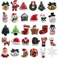 Décoration de Noël - 30pcs Miniatures de Résine Père Noël, Hochet, Sapin de Noël, Bonhomme de Neige - Rouge