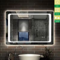 Miroir pour salle de bain, illumination LED double touche tactile, éclairage intégré, avec anti-buée, lumière Blanche Froide