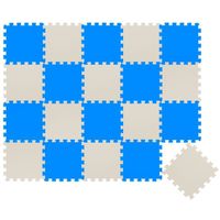 Tapis d'eveil Eva modele puzzle en mousse - 30 x 30 x 1 cm - Bleu Beige - Lot de 20 pieces