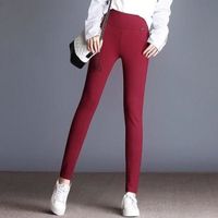 Femme Leggings Slim Pantalon de Crayon Stretch Jeggings Collant Extensible Push Up Fesse Treggings Confortable Rouge
