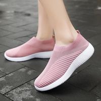 Sneakers Slip On pour femmes - Rose - Tige en textile - Talon plat - A élastique