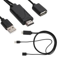 Adaptateur TVHD Cordon de câble adaptateur 2 en 1 1080P USB femelle vers HDMI mâle HDTV pour IPhone Android LAH3