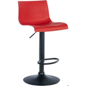 Lot de 4 tabourets de bar - Similicuir - Rouge - Rotatif à 360° - Maison
