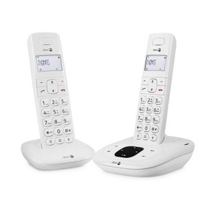 Lot de 2 Téléphones Fixe Senior DECT Doro avec Grandes Touches et Son  Amplifié, PhoneEasy 100W Duo - Blanc - Français
