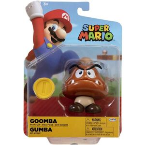 FIGURINE - PERSONNAGE Figurine Super Mario : Mega Goomba 7 Cm + Piece Jaune - Figurine Articule Collection - Enfant