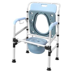 WC - TOILETTES LILIIN Chaise percée mobile WC de toilettes avec couvercle en aluminium Réglables en Hauteur avec Pieds Antidérapants