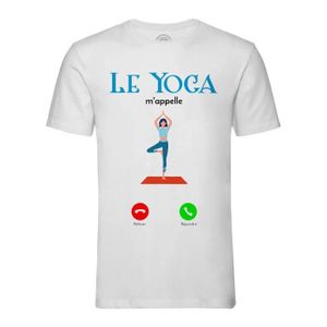 T-SHIRT T-shirt Homme Col Rond Blanc Le Yoga M'Appelle Zen