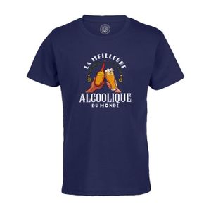 T-SHIRT T-shirt Enfant Bleu La Meilleure Alcoolique du Mon