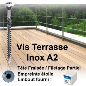 Boite 250 Vis Terrasse Inox A2 pour Pince HDS - Vis Pour Bois Durs -  Spécial Terrasse - Vis à Bois