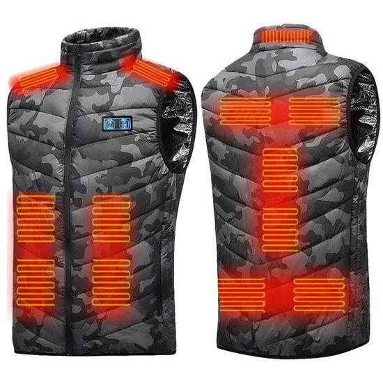 Gilet Chauffant Rechargeable USB - 5 Zones Chauffantes - Pour Ski, Randonnée, Chasse - Homme/Femme