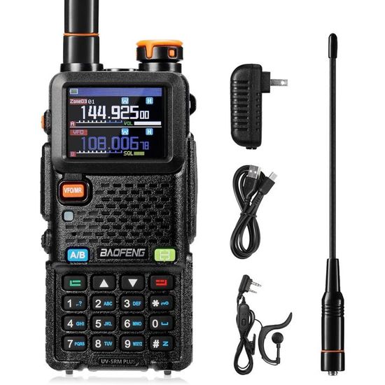 Talkie-walkie BAOFENG UV-5RM Plus GPS - 10 W, 640 Canaux, Écran Couleur 1.77", Batterie 2500 MAh - Airband, Copie Fréquence, Pour Randonnée, Camping