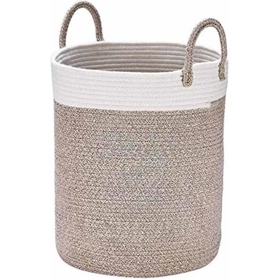 Panier De V/êtements Sales Panier De Rangement De V/êtements Sales Panier /À Linge Avec Couvercle 34cm blanc Rotin Tiss/é Panier De V/êtements Sales