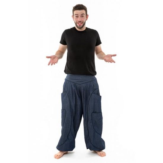 Fantazia Pantalon aladin homme Sarouel baggy aladin blue jean et coton noir homme femme TU Bleu Bleu Cdiscount Pret a Porter