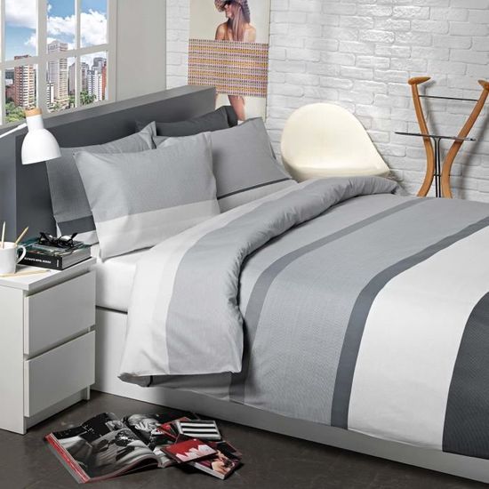 Parure De Lit 260x240 Cm 50x70 Cm En Coton PRETTY Blanc | Leroy Merlin