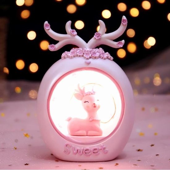 Veilleuse Bébé Enfant Deer Lampe de Chevet Veilleuse Portable Fille Garcon  Adulte Lampe lumineux Cadeau Anniversaire, Rose deer