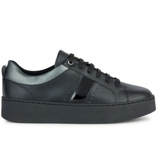 Chaussures Femme Geox Skyely Cuir Noir Lacets Talon Plat Noir Cdiscount Chaussures