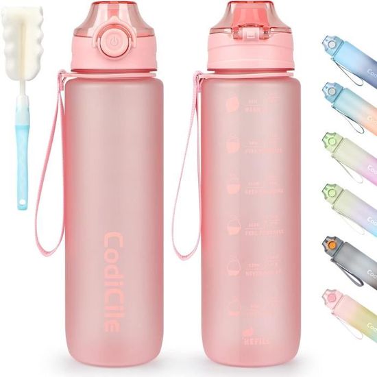 Gourde Sport AORIN 1L - Sans BPA - Bouchon Flip-top - Échelle Mesure - Sangle Transport