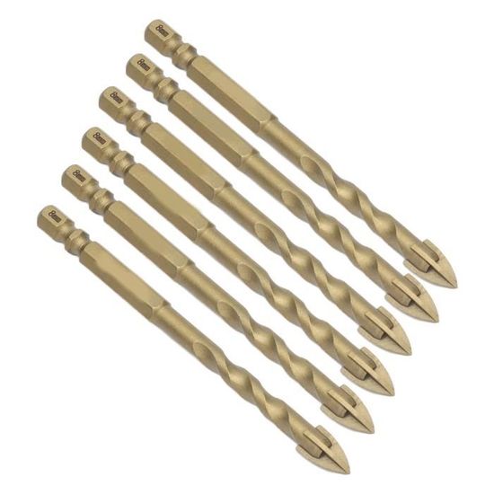 10 Forets Carbure 6mm - Tige Triangulaire Pour Bois, Plastique, Céramique, Béton
