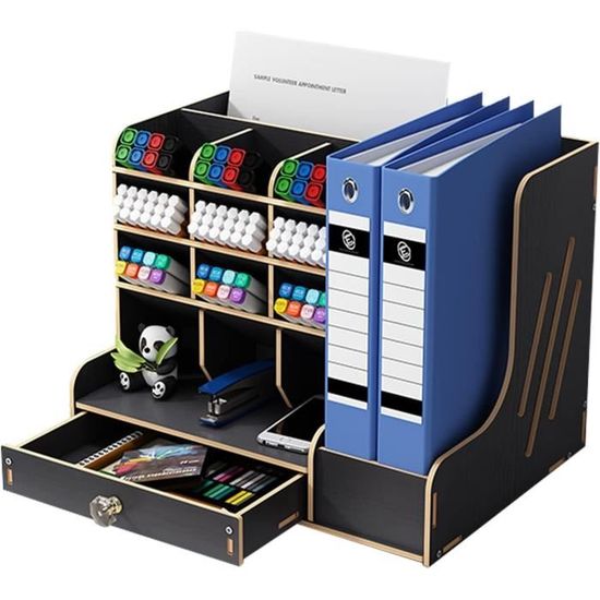 KIRIGEN Boîte De Rangement En Bois Massif - Organisateur De Bureau, Tiroir Multifonctionnel Pour La Maison Et Le Bureau, Grande Capacité Couleur Naturelle