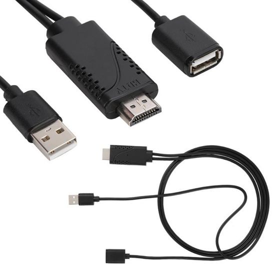 Adaptateur TVHD Cordon de câble adaptateur 2 en 1 1080P USB femelle vers HDMI mâle HDTV pour