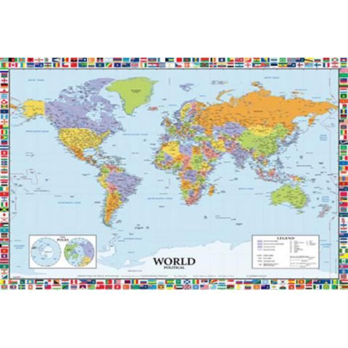 Carte Politique Du Monde Avec Des Drapeaux De Pays Illustration de Vecteur  - Illustration du illustration, affaires: 141298284