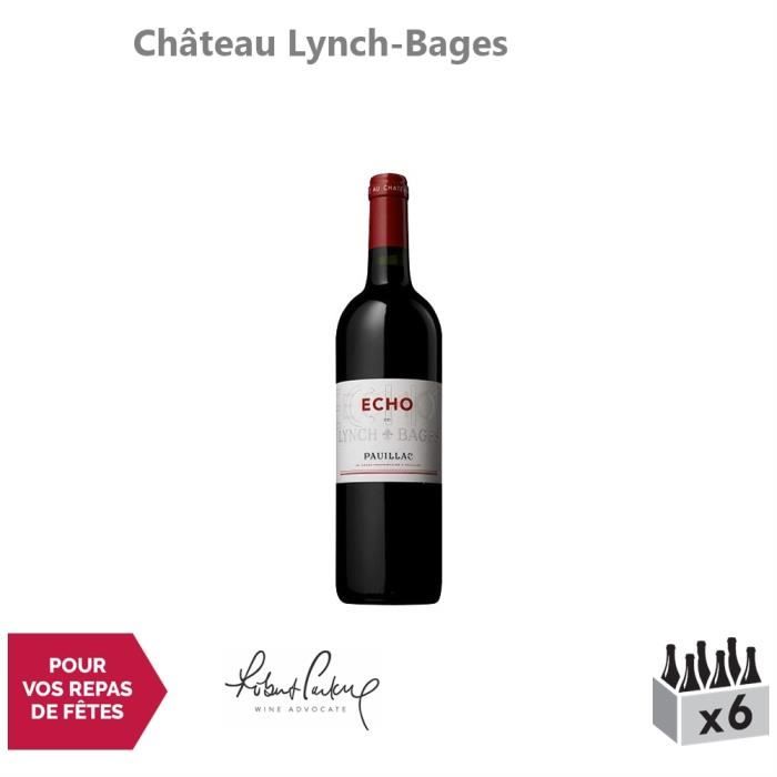 Château Lynch-Bages Echo de Lynch-Bages Rouge 2016 - Lot de 6x75cl - Appellation AOC Pauillac - Vin Rouge de Bordeaux - 16-20
