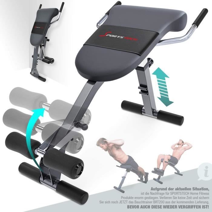 Sportstech Appareil de Musculation du Dos et des abdominaux 3-en-1 BRT200, Banc Sit-up Pliable incliné, Hyper Extension, Multifoncti
