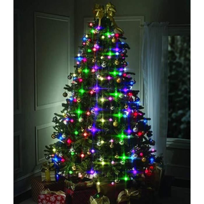 Guirlande Lumineuse Multicolore pour Sapin de Noël, 64 LED Boules Guirlandes Décoration Intérieur Pour Noël Jardin Mariage