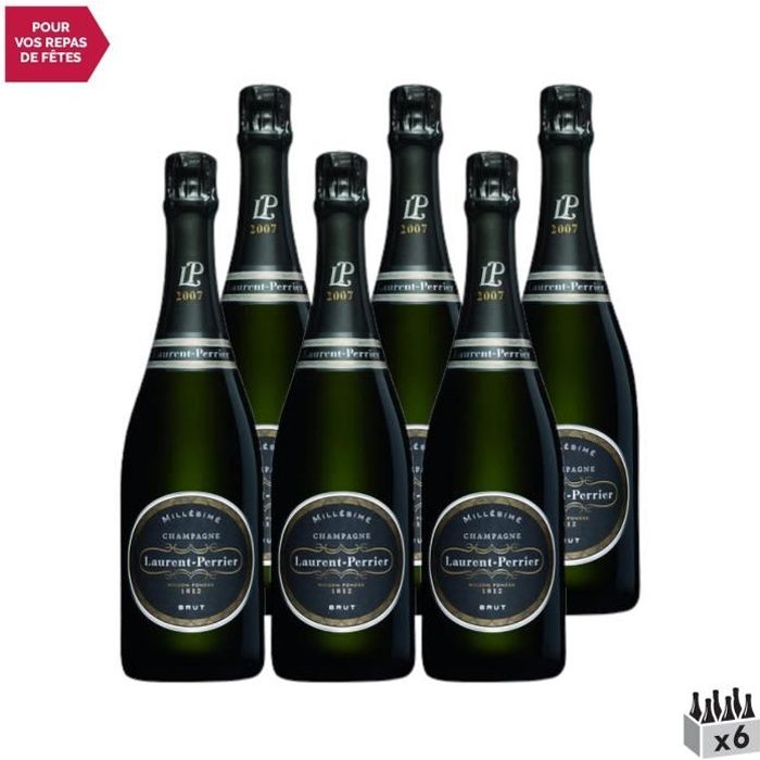 Champagne Brut millésimé Blanc 2007 - Lot de 6x75cl - Champagne Laurent-Perrier - Cépages Pinot Noir, Chardonnay