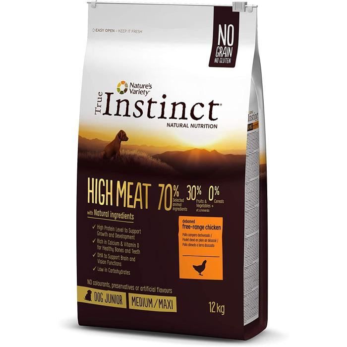 Nourriture pour chiens True Instinct High Meat Junior Medium-Maxi Nourriture pour Chiot Poulet Désossé 12 kg 38028