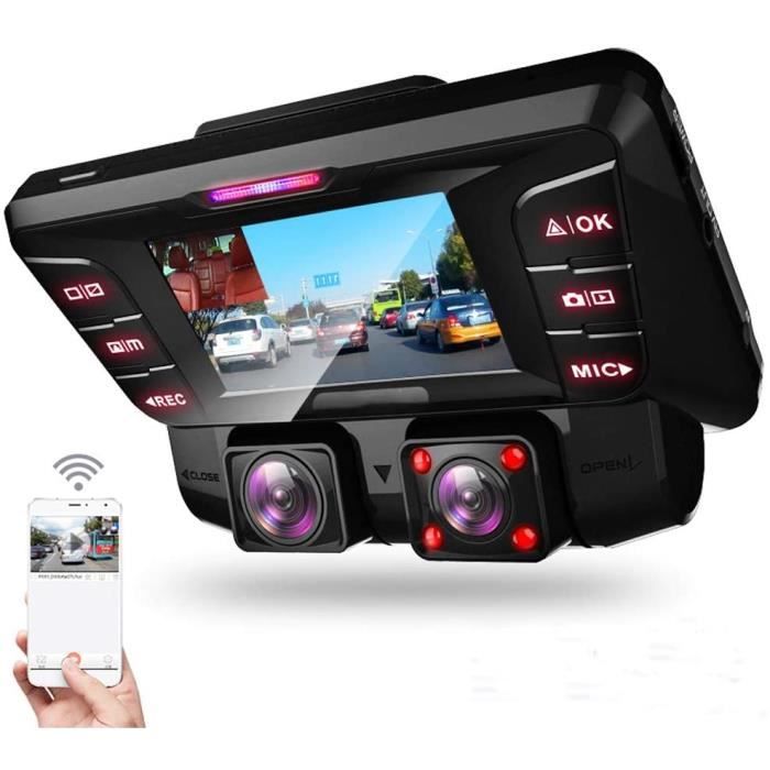 Dashcam Voiture WiFi + Caméra Recul 2.7 Pouces Vision Nocturne Haute Définition 2880 * 2160p Parking 24 Heures Surveillance du S190