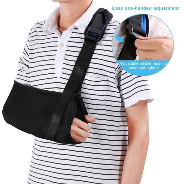 Attelle de Bras Sangle d’Épaule Rembourrée Support de Main Respirant Médical Fracture Coude Dislocation pour Adulte-YES