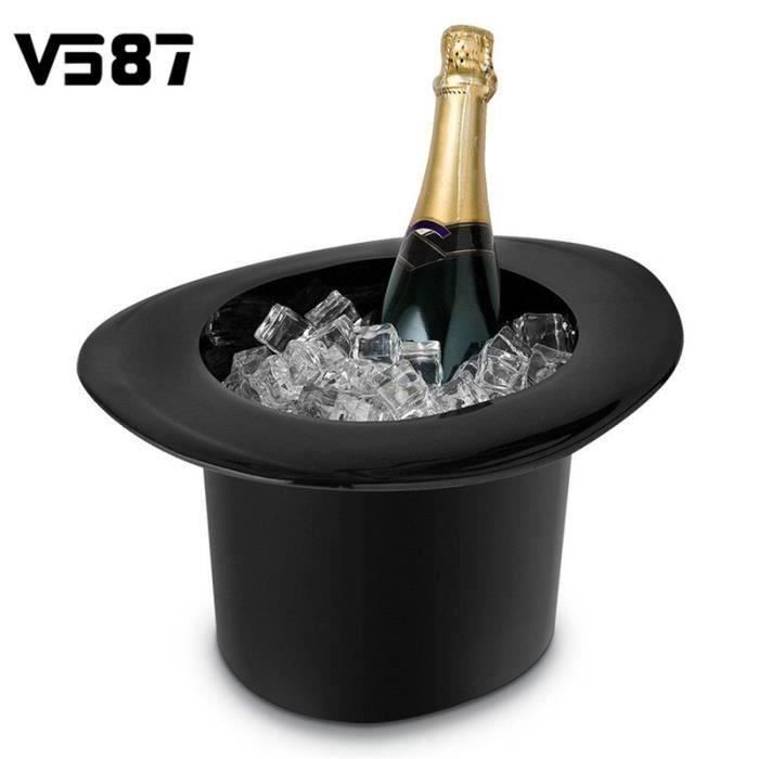 2 x 1.2L Seau à Glace Bouteille Chapeau Magique Champagne Bière Vin Rouge Cocktail Tonneau Acrylique Non Toxiques Noir co35338