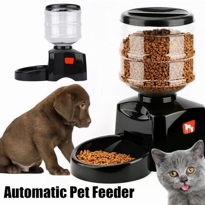 Distributeur automatique programmable de nourriture 5,5L avec enregistrement vocal pour chien, chat (1-3 repas par jour) H-HB065