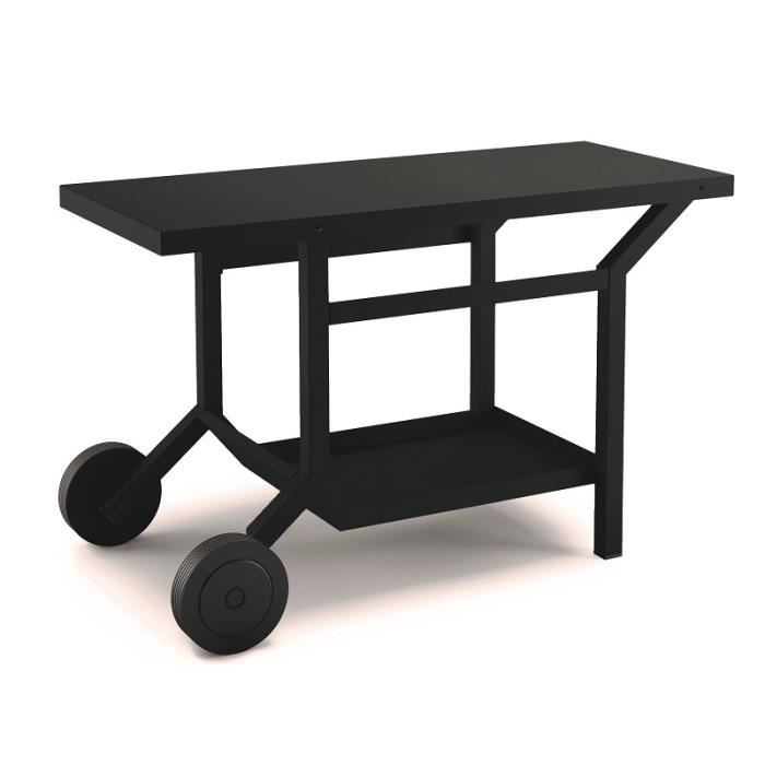 Table roulante en acier pour plancha Forge Adour - Noir L 119cm x H 76cm x P 65cm