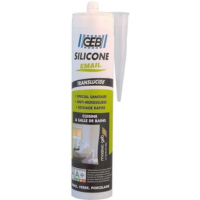 Mastic sanitaire - silicone pour émail - translucide - 280 mL