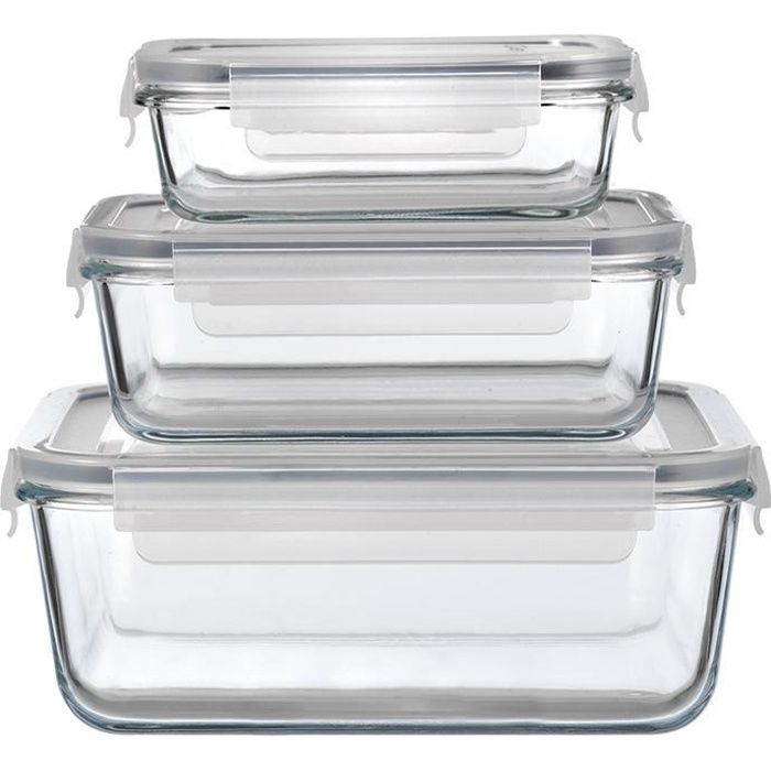 3 Plats en Verre - Spécial Four -couvercle - noir