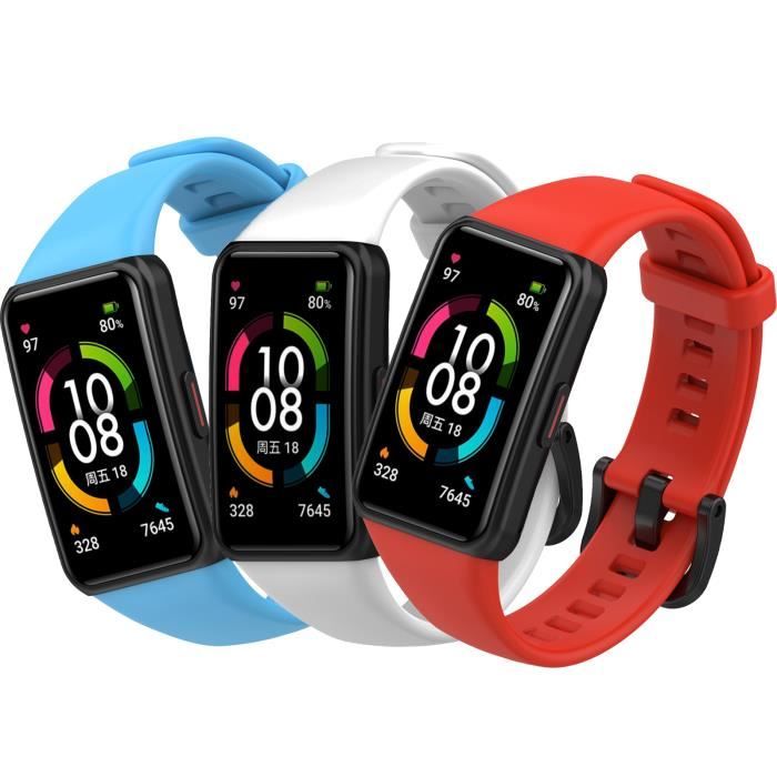 Bracelet de Remplacement Sport Compatible pour Honor Band 6/Huawei Band 6/Huawei Band 6 Pro en Silicone Souple Bracelet