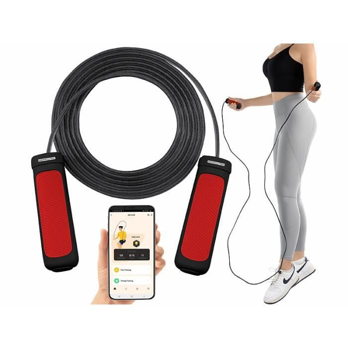 Corde à sauter connectée avec cardiofréquencemètre et compteur de sauts