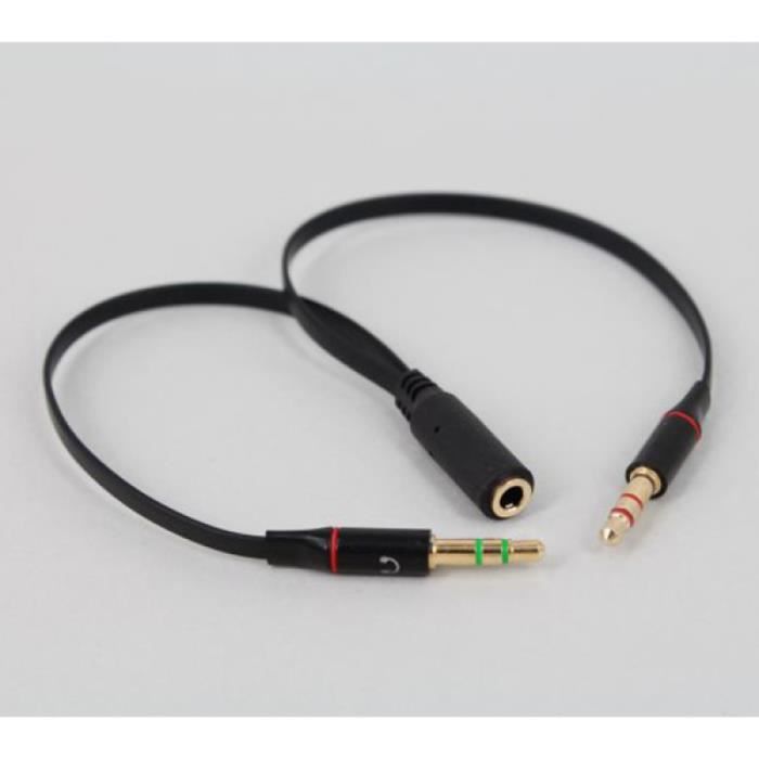 3.5mm Câble Audio Pour Adaptateur Femelle A Mâle Microphone Casque (Noir) CABLE - CONNECTIQUE TV - VIDEO - SON