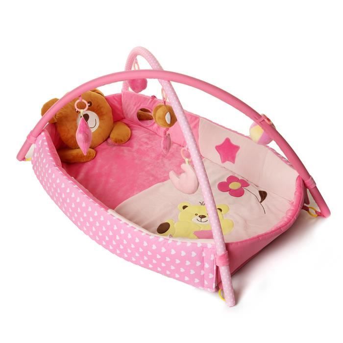 TEMPSA Tapis d’éveil Evolutif Bébé Tapis De Jeu Dès la Naissance Pour Fille Garçon ROSE