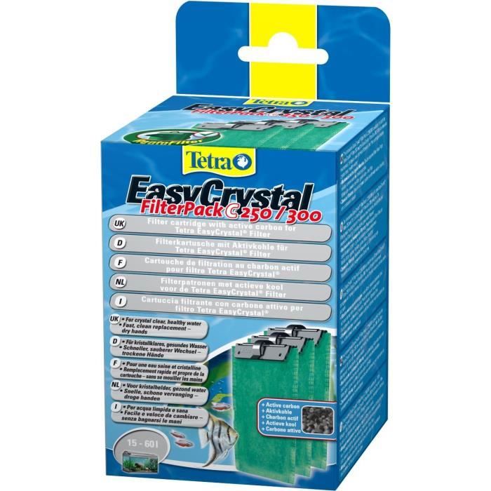 TETRA EasyCrystal C250-300 - Cartouche de Filtration au charbon pour Filtre EasyCrystal 250 et 300 - 3 pièces: Animalerie